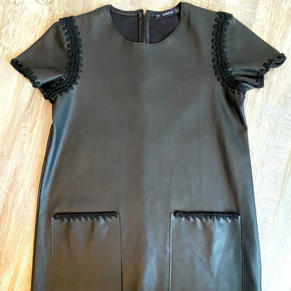 Zara vegan leather Shift dress